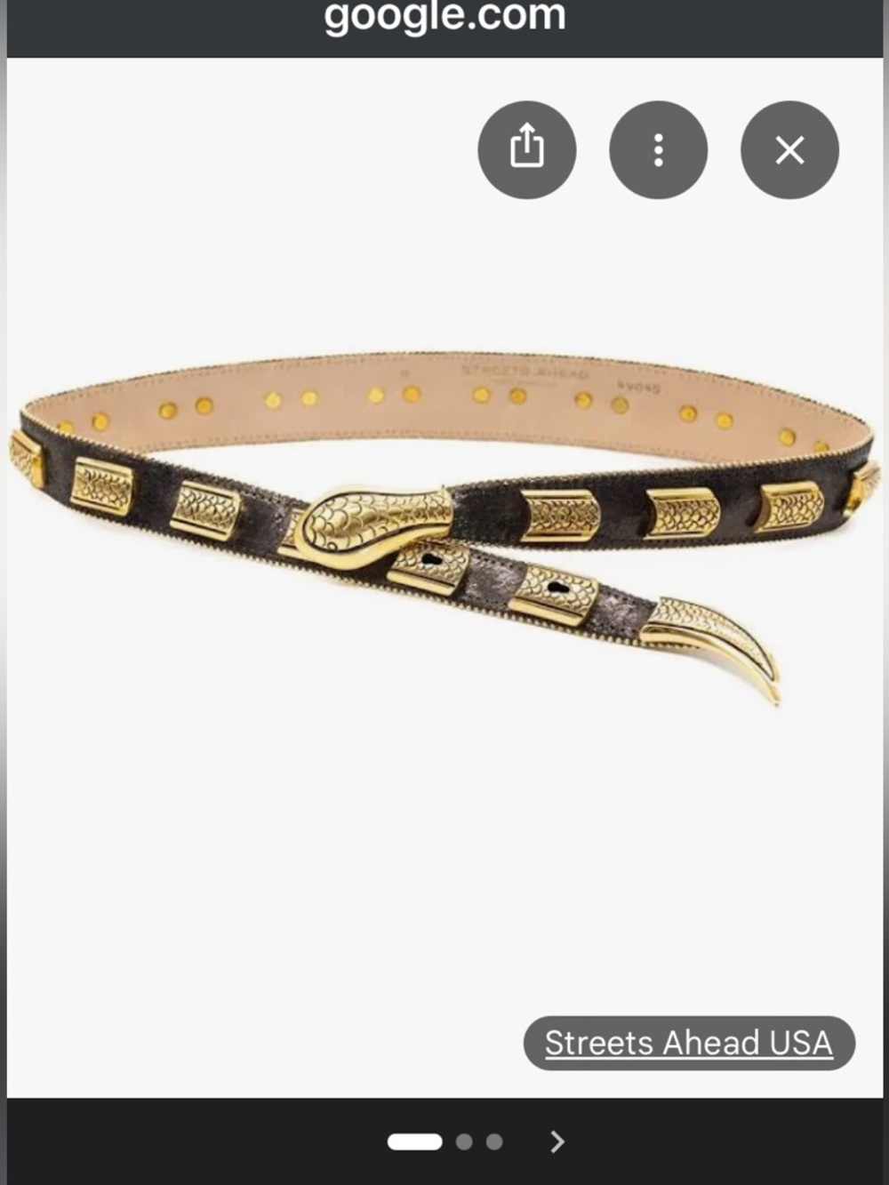 Streets Ahead Brown Leather Belt with Gold Snake Accents